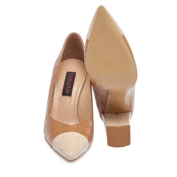 Bej Hakiki Deri Kadın Topuklu Ayakkabı - K24I1AY67375-T6P - 4