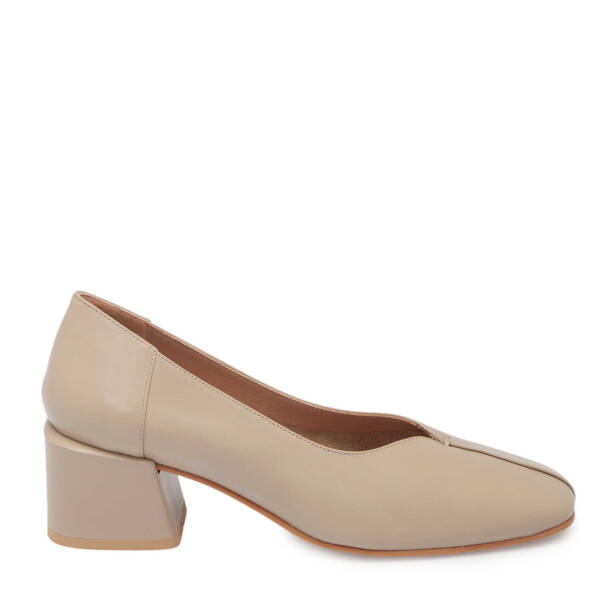 Bej Hakiki Deri Kadın Topuklu Ayakkabı - K24I1AY67486-A25 - 1