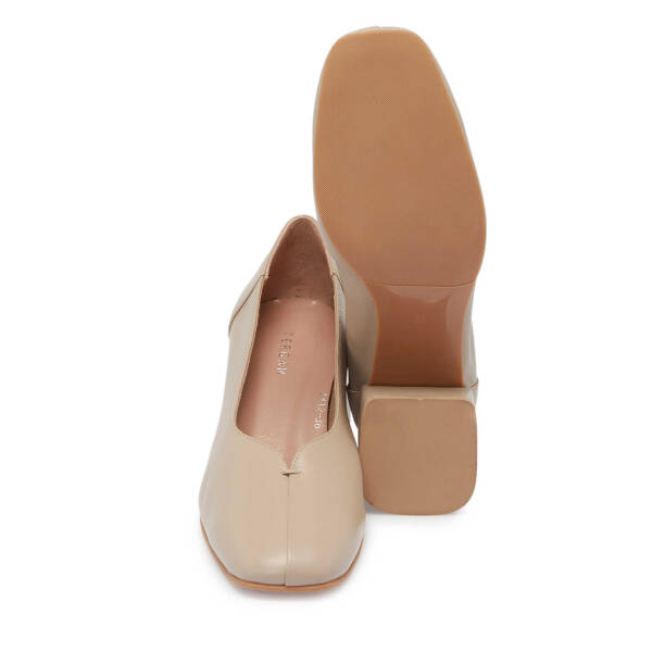 Bej Hakiki Deri Kadın Topuklu Ayakkabı - K24I1AY67486-A25 - 4