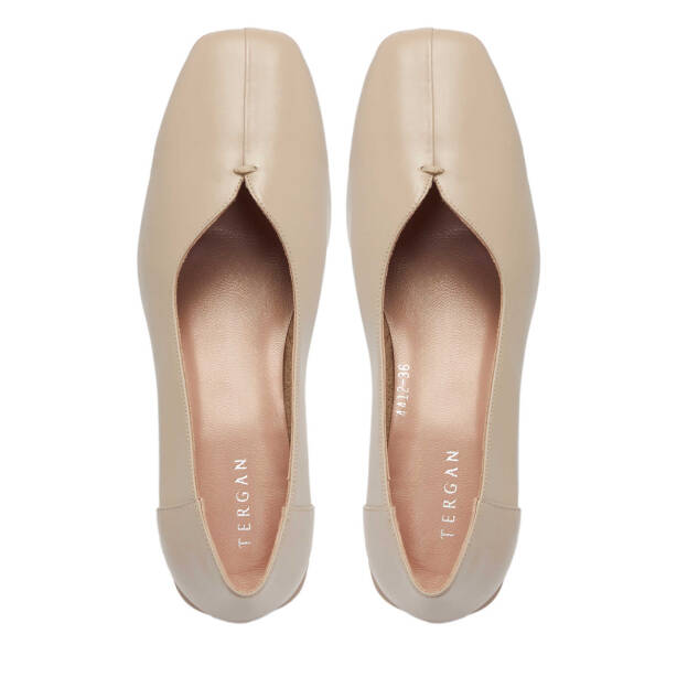 Bej Hakiki Deri Kadın Topuklu Ayakkabı - K24I1AY67486-A25 - 5