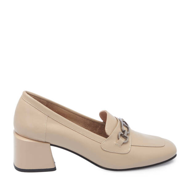 Bej Hakiki Deri Kadın Topuklu Ayakkabı - K24I1AY67487-A25 - 1