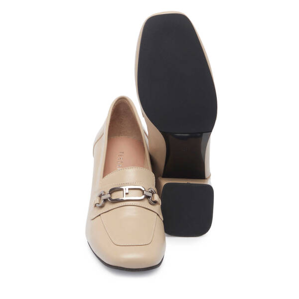 Bej Hakiki Deri Kadın Topuklu Ayakkabı - K24I1AY67487-A25 - 4