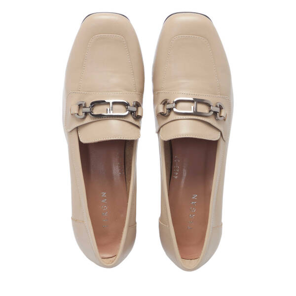 Bej Hakiki Deri Kadın Topuklu Ayakkabı - K24I1AY67487-A25 - 5