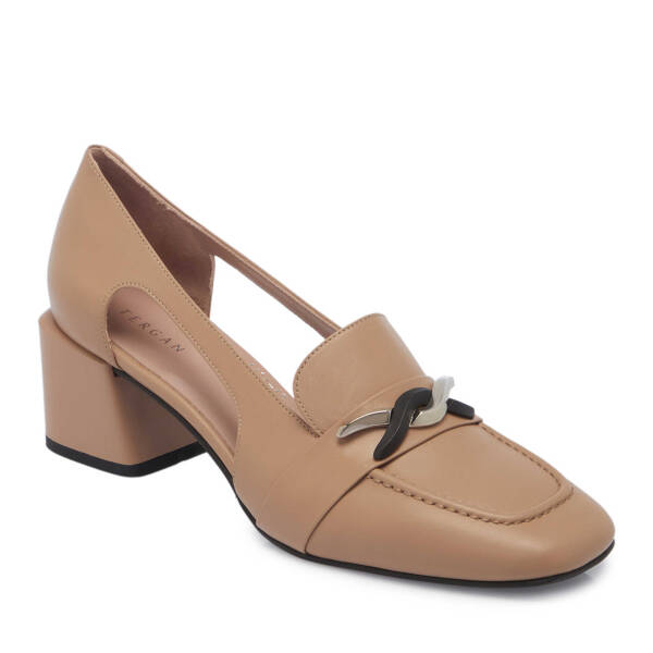 Bej Deri Kadın Topuklu Ayakkabı - K24I1AY67488-C5X - 1
