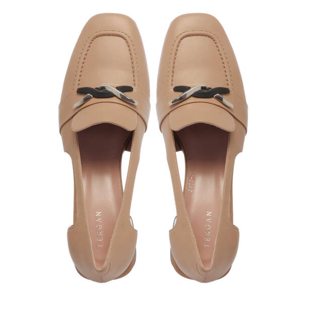 Bej Deri Kadın Topuklu Ayakkabı - K24I1AY67488-C5X - 5