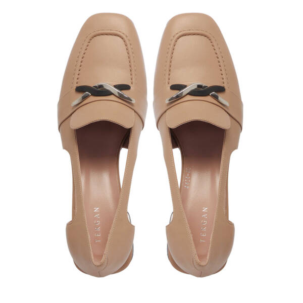 Bej Deri Kadın Topuklu Ayakkabı - K24I1AY67488-C5X - 5