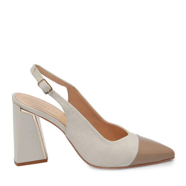 Bej Deri Kadın Topuklu Ayakkabı - K24I1AY67489-A0A - 3