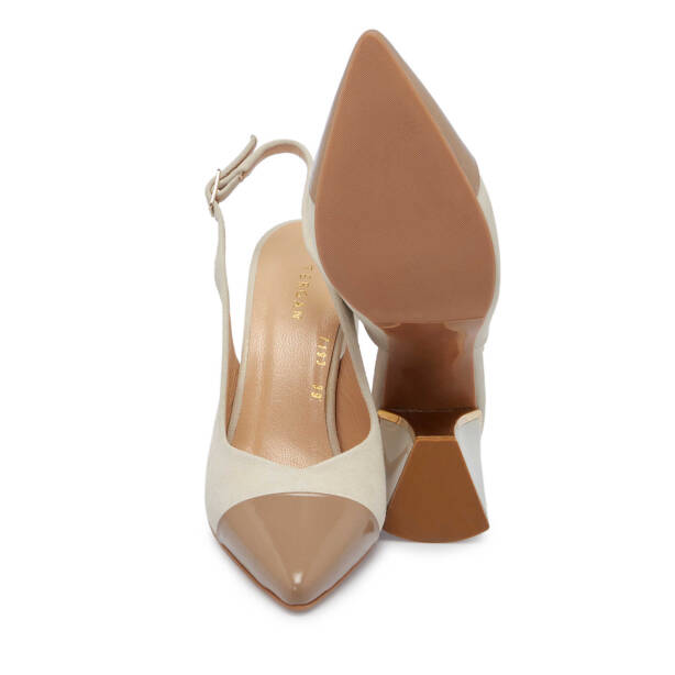 Bej Deri Kadın Topuklu Ayakkabı - K24I1AY67489-A0A - 4