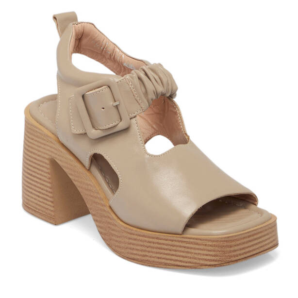 Bej Deri Kadın Topuklu Ayakkabı - K24Y1AY67164-S5Y - 1