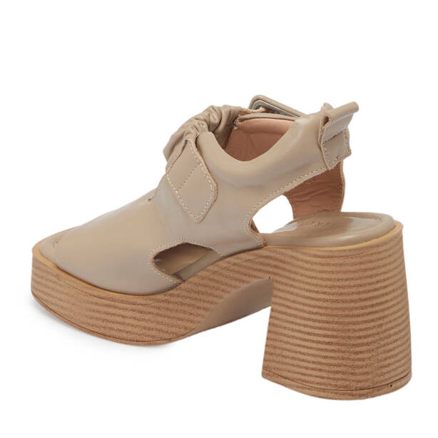 Bej Deri Kadın Topuklu Ayakkabı - K24Y1AY67164-S5Y - 2