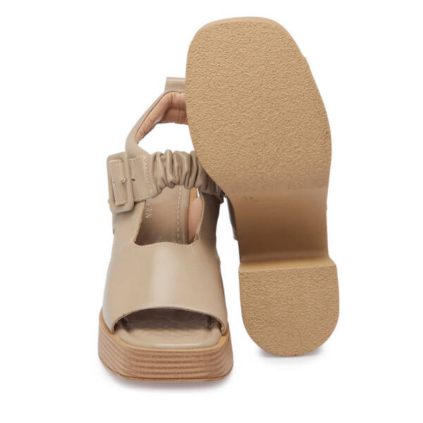 Bej Deri Kadın Topuklu Ayakkabı - K24Y1AY67164-S5Y - 4