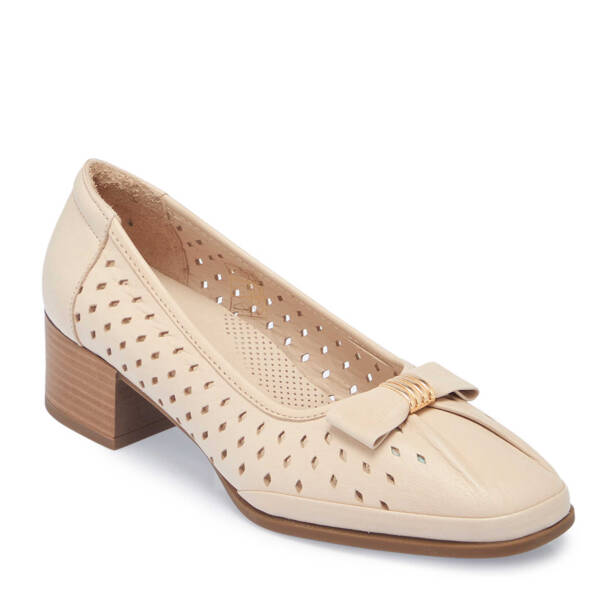 Bej Hakiki Deri Kadın Topuklu Ayakkabı - K25I1AY67832-A25 - 2