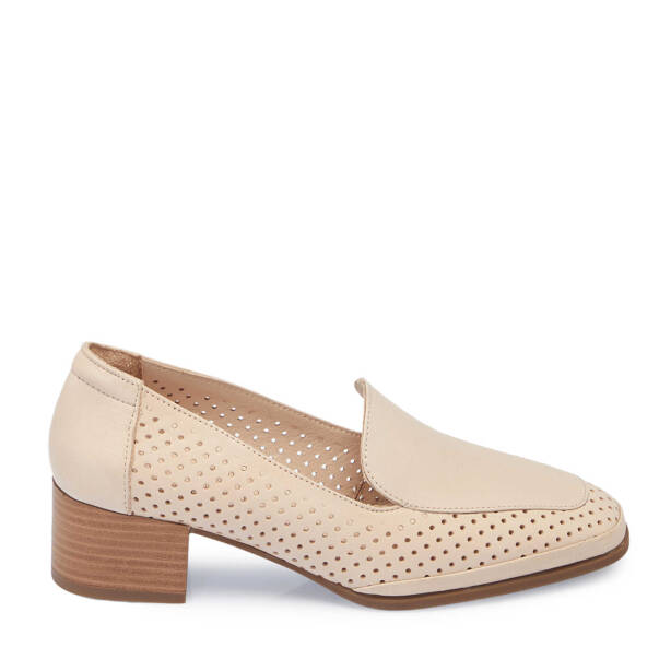 Bej Hakiki Deri Kadın Topuklu Ayakkabı - K25I1AY67833-A25 