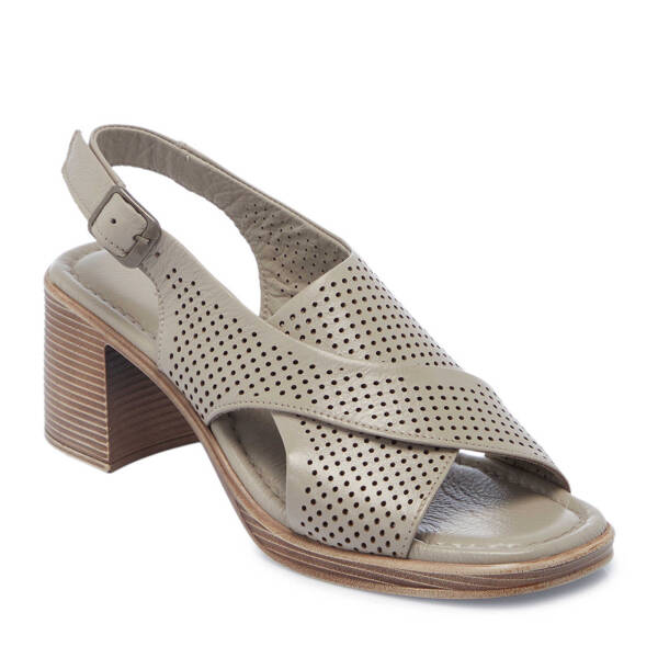 Bej Hakiki Deri Kadın Topuklu Ayakkabı - K25Y1AY67879-U6Q - 2