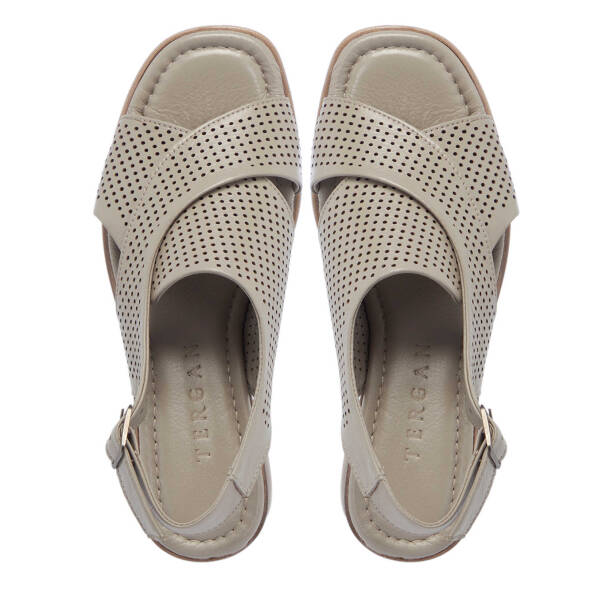 Bej Hakiki Deri Kadın Topuklu Ayakkabı - K25Y1AY67879-U6Q - 5