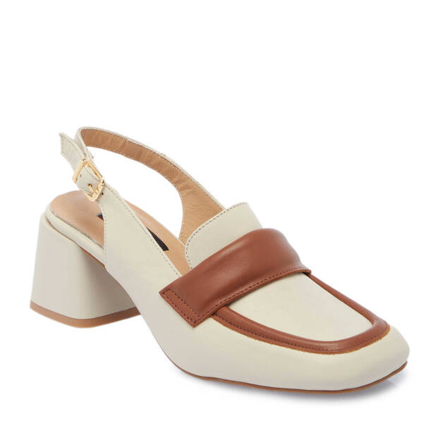 Bej Deri Kadın Topuklu Ayakkabı - K25Y1AY67909-A25 - Tergan