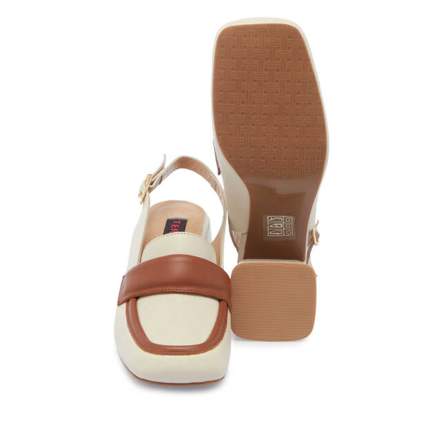 Bej Deri Kadın Topuklu Ayakkabı - K25Y1AY67909-A25 - Tergan