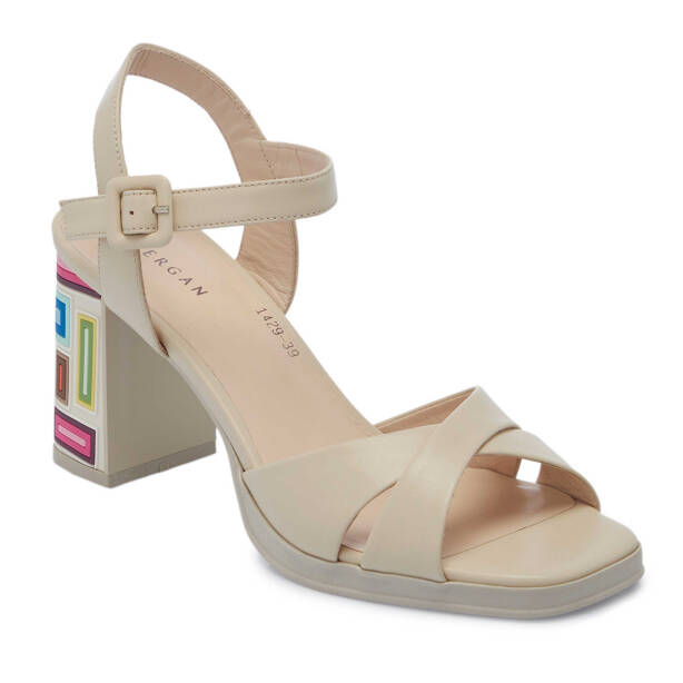 Bej Hakiki Deri Kadın Topuklu Ayakkabı - K25Y1AY68082-A25 - 2