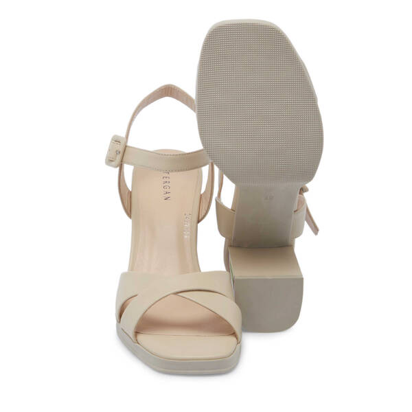 Bej Hakiki Deri Kadın Topuklu Ayakkabı - K25Y1AY68082-A25 - 4