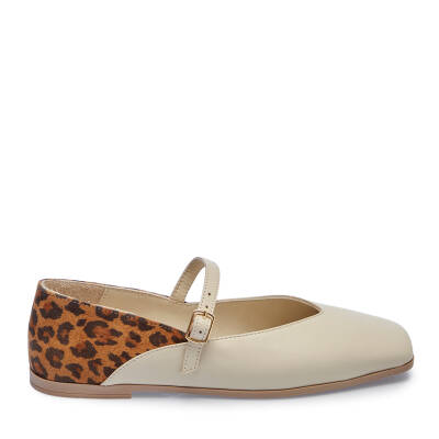 Bej Deri Leopar Kadın Babet - K25I1BB67848-A25 - 3
