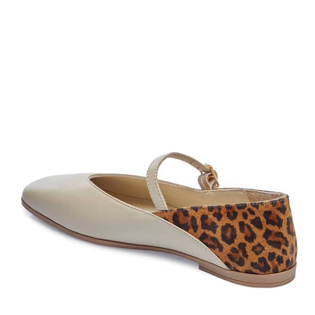 Bej Hakiki Deri Leopar Kadın Babet - K25I1BB67848-A25 - Tergan