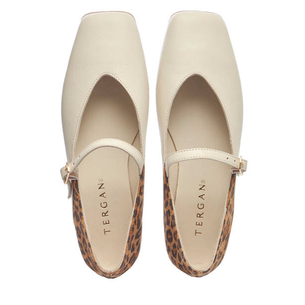 Bej Hakiki Deri Leopar Kadın Babet - K25I1BB67848-A25 - Tergan