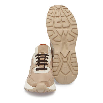 Bej Deri-Tekstil Erkek Sneaker - E24I1AY56712-B79 - 4