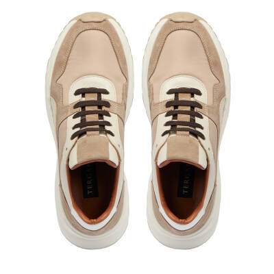 Bej Deri-Tekstil Erkek Sneaker - E24I1AY56712-B79 - 5