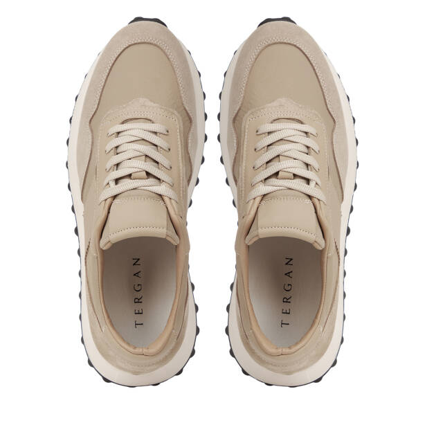 Bej Deri-Tekstil Erkek Sneaker - E26I1AY57586-B79 - 5