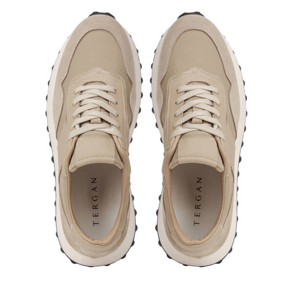 Bej Deri-Tekstil Erkek Sneaker - E26I1AY57586-B79 - 5