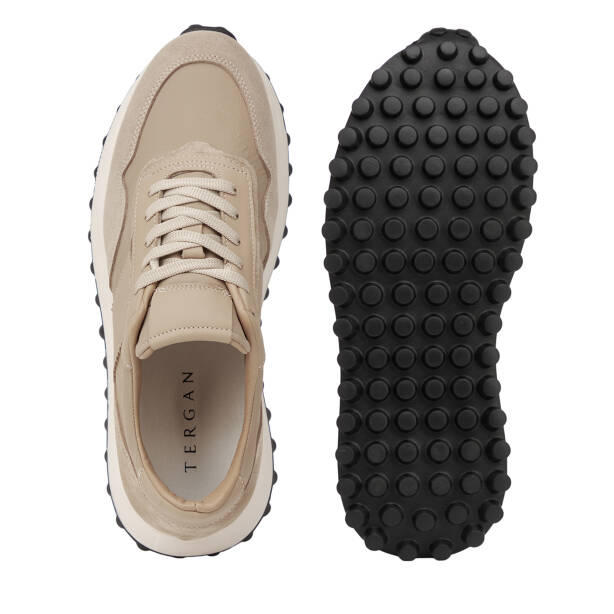 Bej Deri-Tekstil Erkek Sneaker - E26I1AY57586-B79 - 6