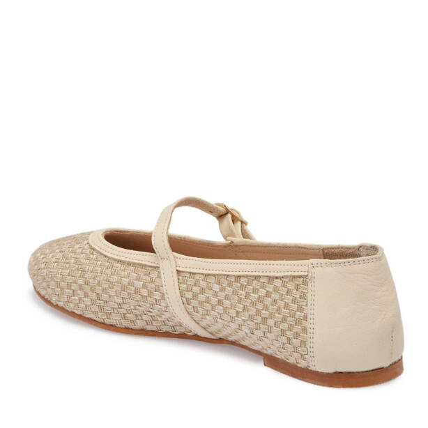 Bej Deri - Tekstil Kadın Babet - K25I1BB68078-L0Q - 3