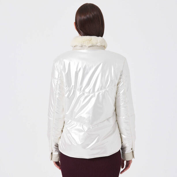 Bej Deri - Tekstil Kadın Deri Mont - K23KDM320414-Q8H - 3