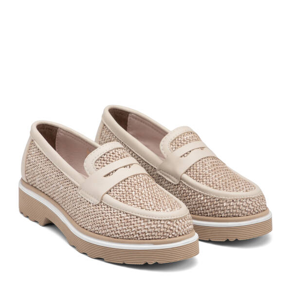 Bej Deri-Tekstil Kadın Loafer - K26I1AY68414-V2P - 2