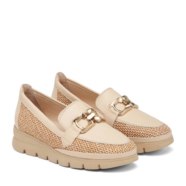 Bej Deri-Tekstil Kadın Loafer - K26I1AY68601-V1N - 2
