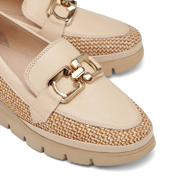 Bej Deri-Tekstil Kadın Loafer - K26I1AY68601-V1N - 3