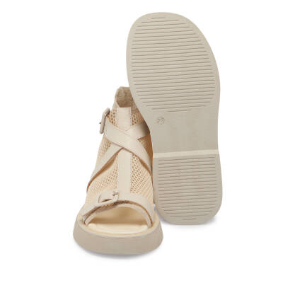 Bej Deri - Tekstil Kadın Sandalet - K24Y1SN67109-A25 - 4