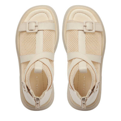 Bej Deri - Tekstil Kadın Sandalet - K24Y1SN67109-A25 - 5