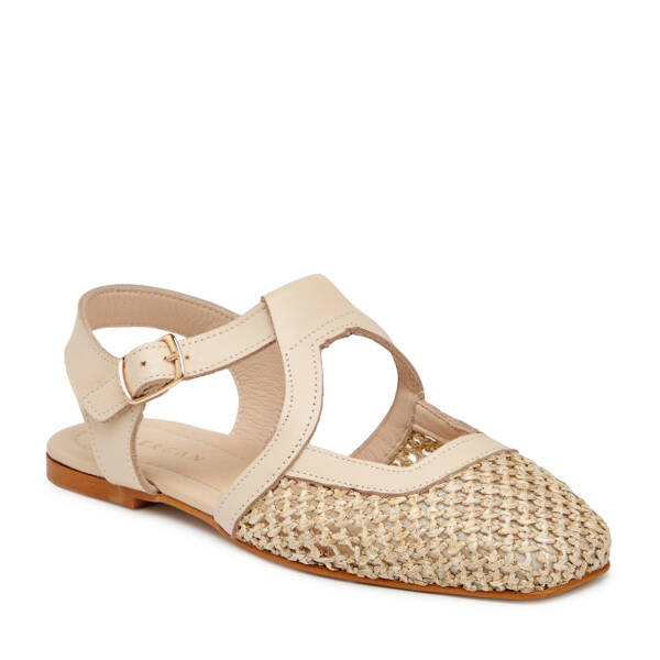 Bej Deri - Tekstil Kadın Sandalet - K25Y1SN68073-A25 - 2