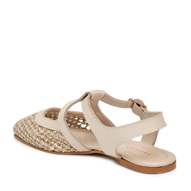 Bej Deri - Tekstil Kadın Sandalet - K25Y1SN68073-A25 - 3