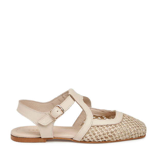 Bej Deri - Tekstil Kadın Sandalet - K25Y1SN68073-A25 