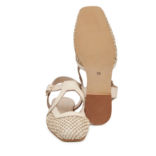 Bej Deri - Tekstil Kadın Sandalet - K25Y1SN68073-A25 - 4
