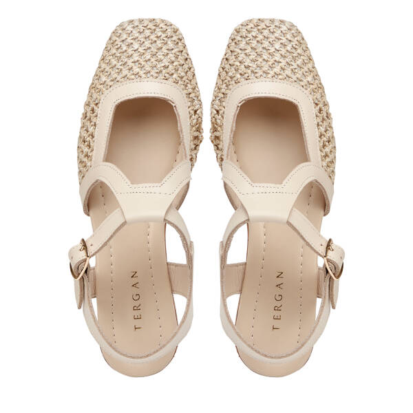 Bej Deri - Tekstil Kadın Sandalet - K25Y1SN68073-A25 - 5