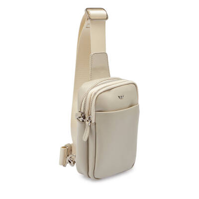 Bej Deri Unisex Çapraz Askılı Çanta - S1AC00021514-B57 - 2