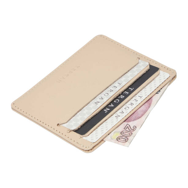 Bej Hakiki Deri Unisex Kredi Kartlık - S1KK00001050-A56 - 2