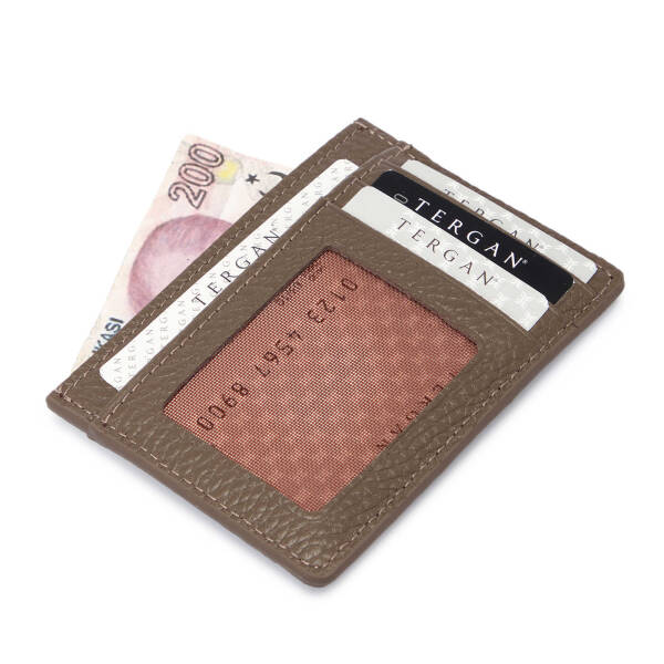 Bej Deri Unisex Kredi Kartlık - S1KK00001676-B73 - 2