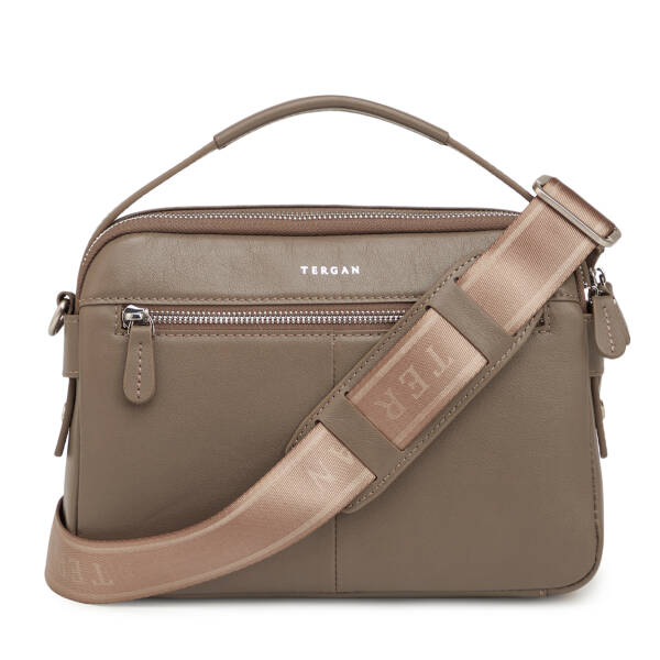 Bej Hakiki Deri Erkek Çapraz Askılı Çanta - S1AC00021545-B56 - 3