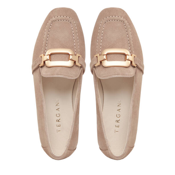 Bej Hakiki Süet Deri Kadın Babet - K26I1BB68490-C9W - 5