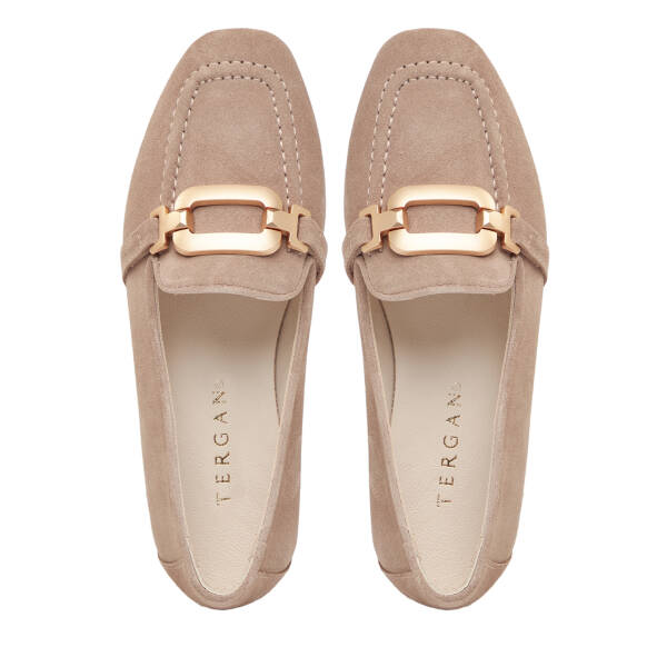 Bej Hakiki Süet Deri Kadın Babet - K26I1BB68490-C9W - 5