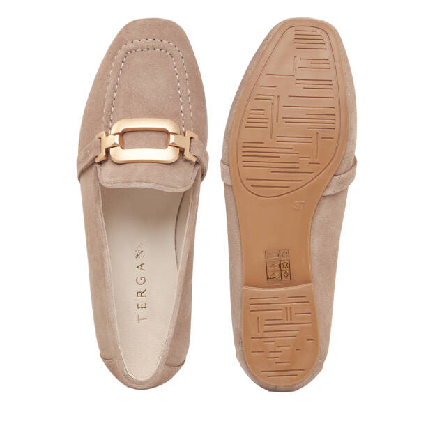 Bej Hakiki Süet Deri Kadın Babet - K26I1BB68490-C9W - 6